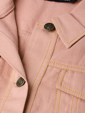 Pink Denim Crop Jacket