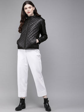 Black Quilted Hooded Puffer Jacket