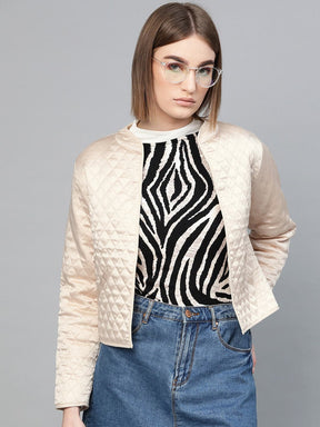 Nude Front Open Quilted Jacket-Jackets-SASSAFRAS
