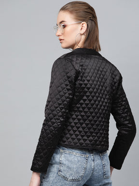 Black Front Open Quilted Jacket