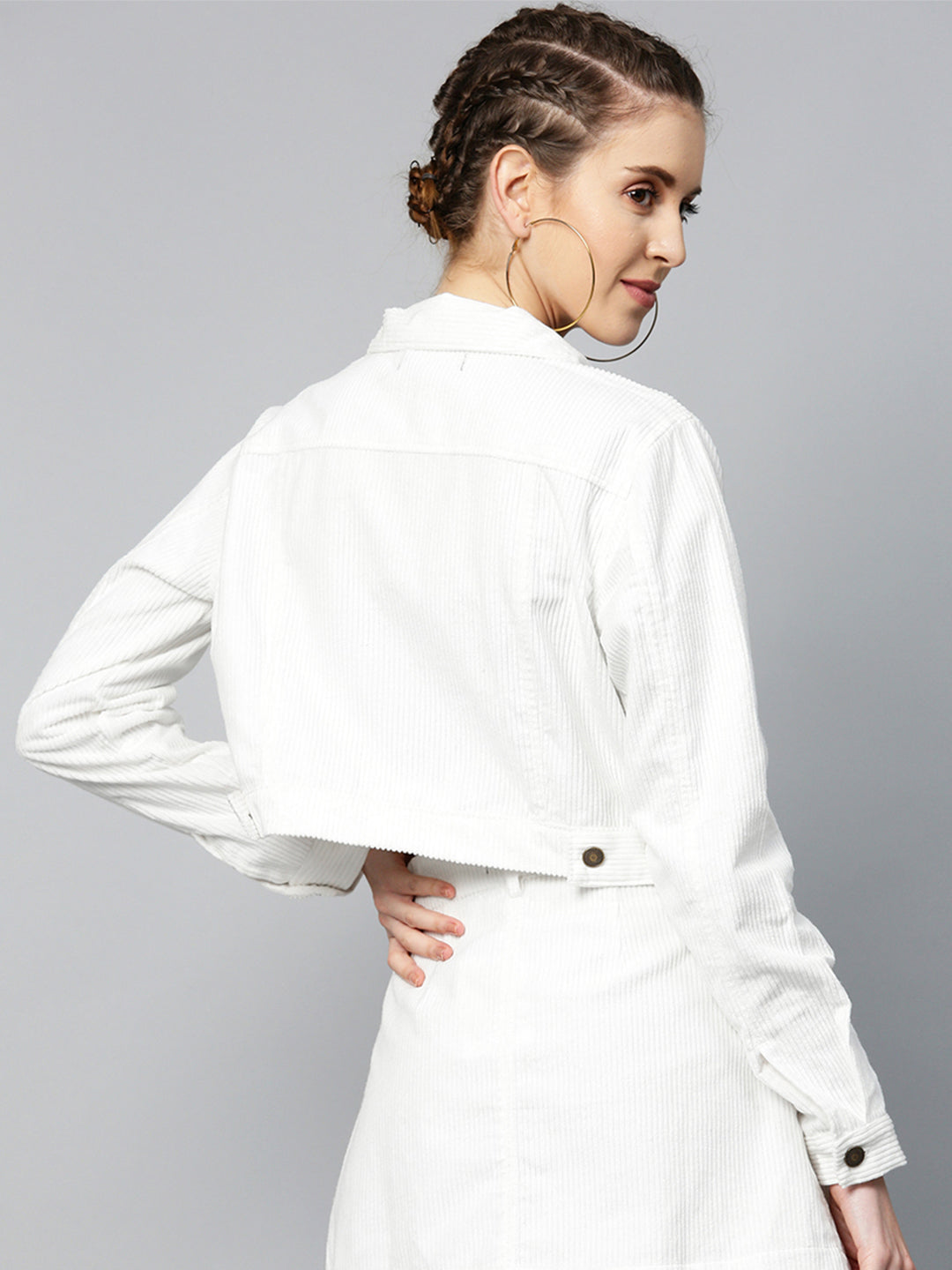 White Corduroy Boxy Jacket
