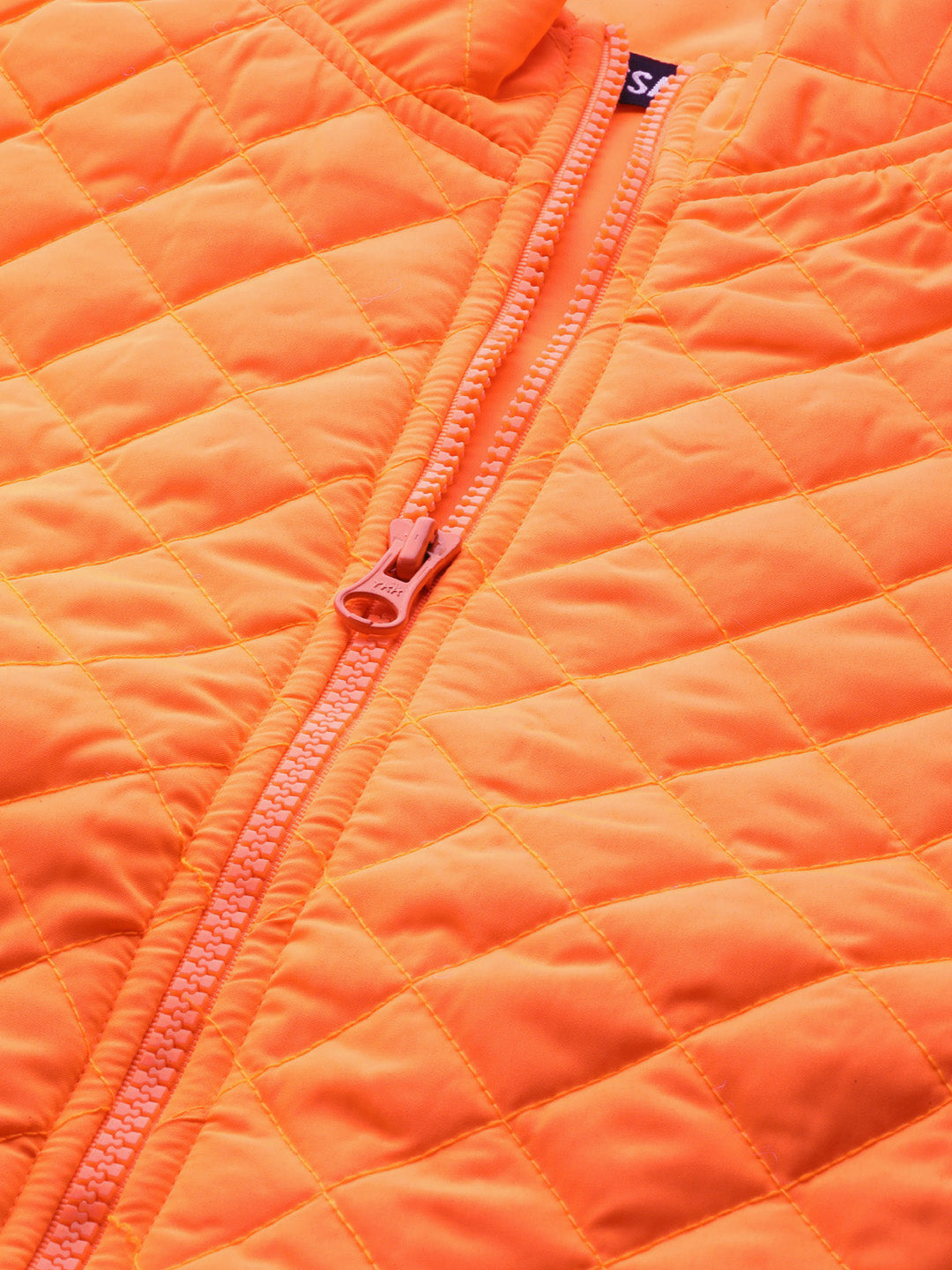 Neon Orange Sleeveless Quilted Puffer Jacket