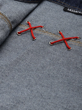 Blue Criss Cross Detail Denim Jacket