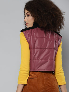 Maroob Fur Shoulder Crop Puffer Jacket