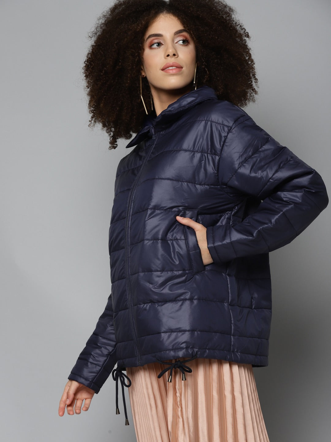 Navy Oversized Quilted Jacket
