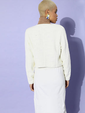 White Tweed Crop Blazer