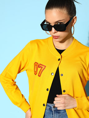Yellow Terry 07 Embroidered Varsity Jacket-SASSAFRAS