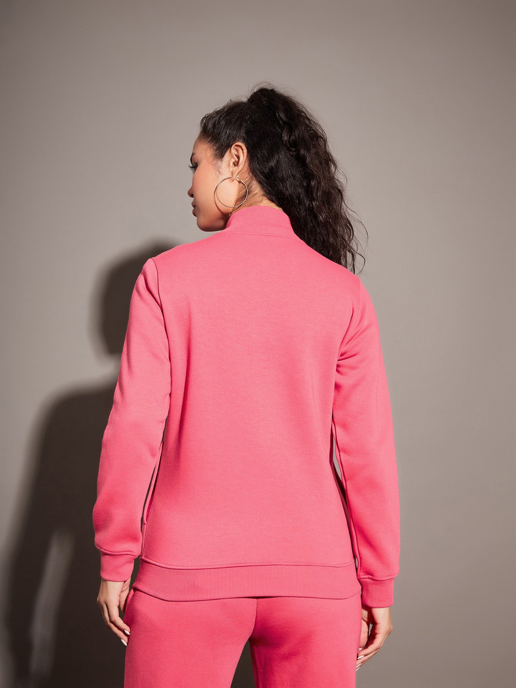 Pink Fleece Zipper Jacket-SASSAFRAS