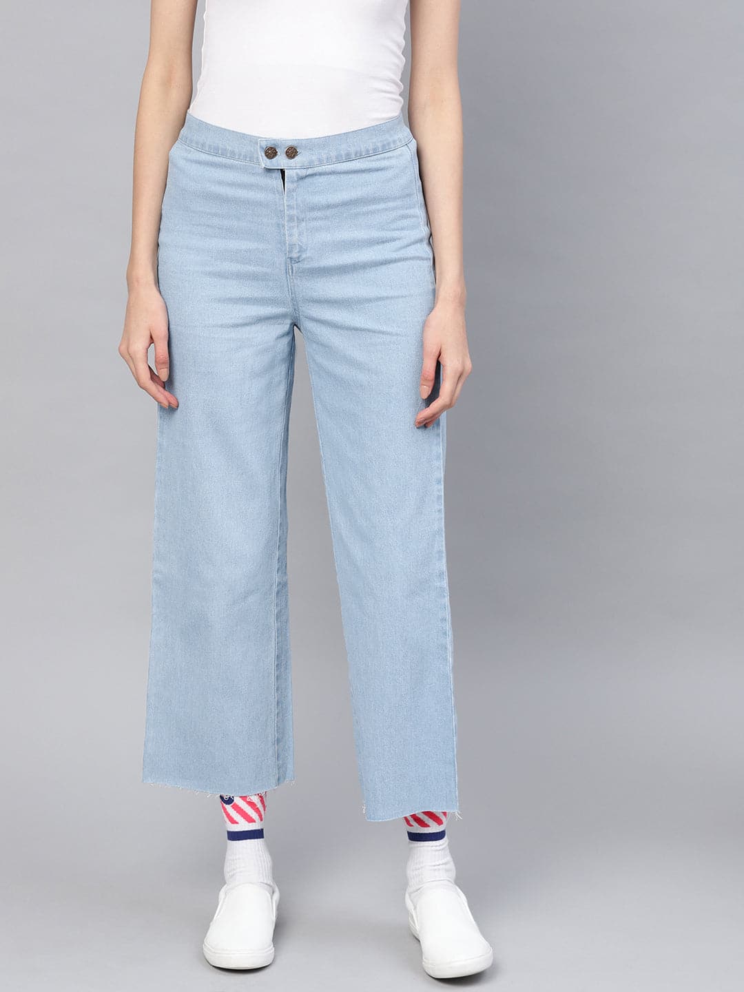 Blue Denim Straight Pants-Pants-SASSAFRAS