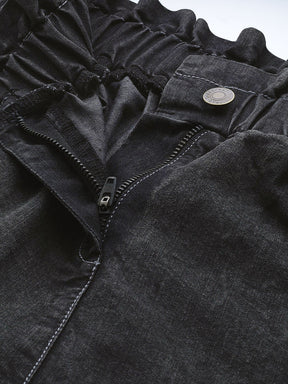 Black Paper Bag Waist Jeans