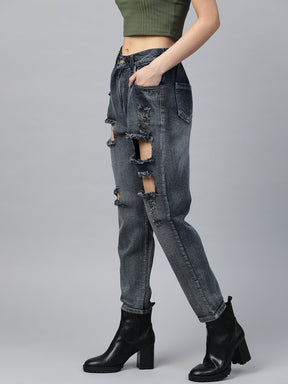 Navy Washed Vintage Distress Jeans