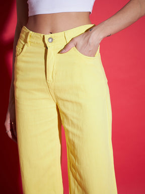 Yellow Raw Edge Jeans-SASSAFRAS
