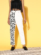 Women White Animal Print Jeans-Jeans-SASSAFRAS