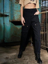 Black Denim Front Patch Pocket Jeans-SASSAFRAS