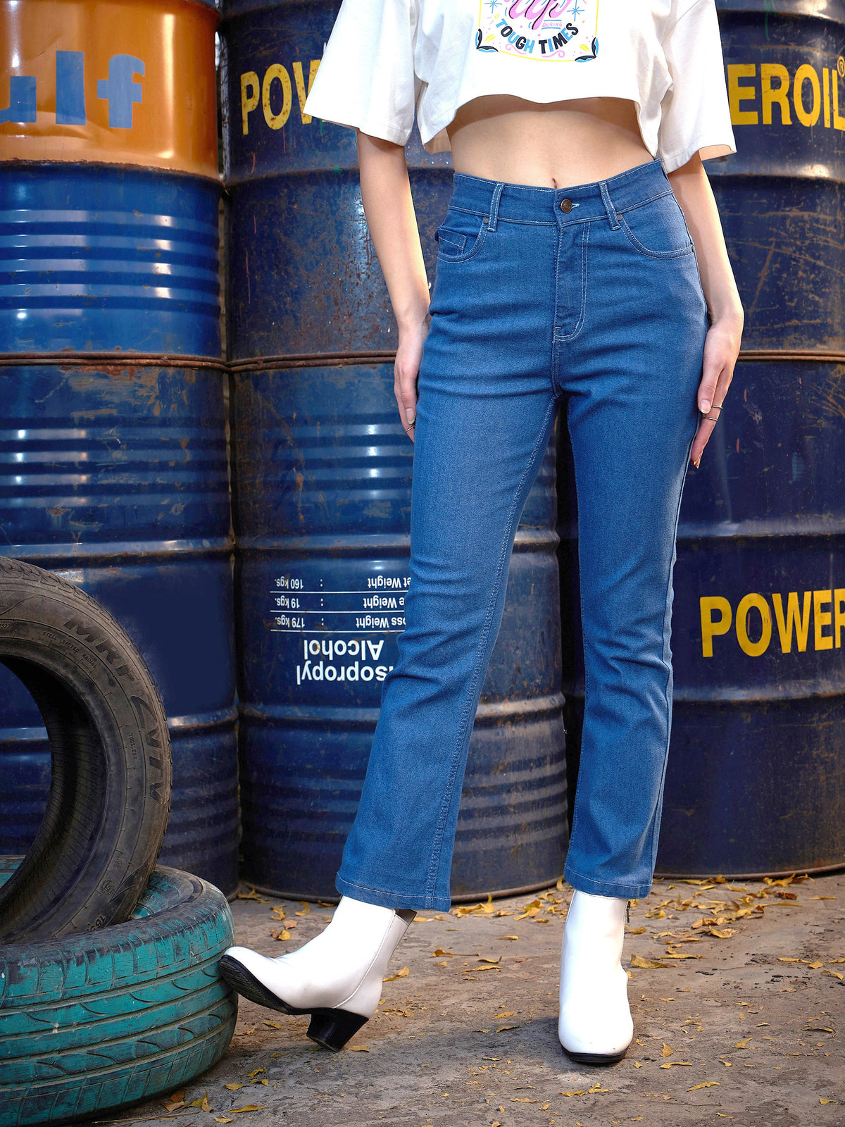 Blue Boot Cut Premium Jeans-SASSAFRAS