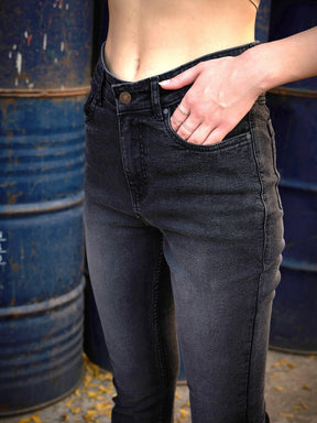 Grey Wash Boot Cut Premium Jeans-SASSAFRAS