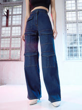 Blue Cargo Straight Jeans -SASSAFRAS