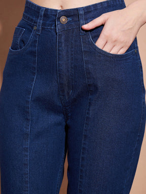 Navy Mid Rise Skinny Fit Slit Jeans -SASSAFRAS BASICS