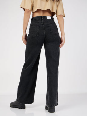 Black Bone Pocket Straight Jeans -SASSAFRAS