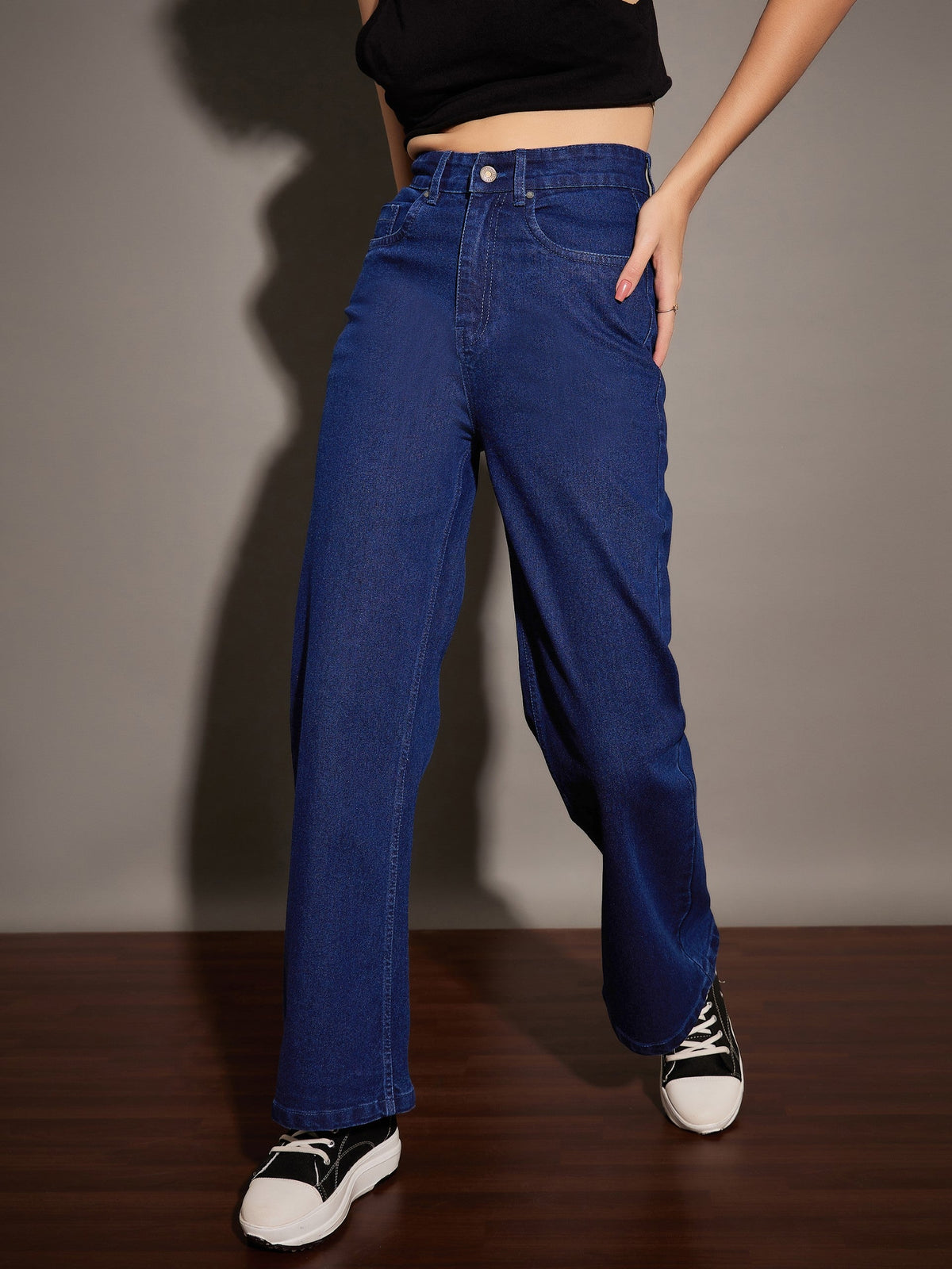 Blue Straight Fit Jeans-SASSAFRAS