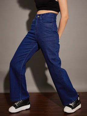 Blue Straight Fit Jeans-SASSAFRAS
