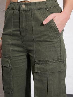 Olive Box Pocket Cargo Jeans -SASSAFRAS