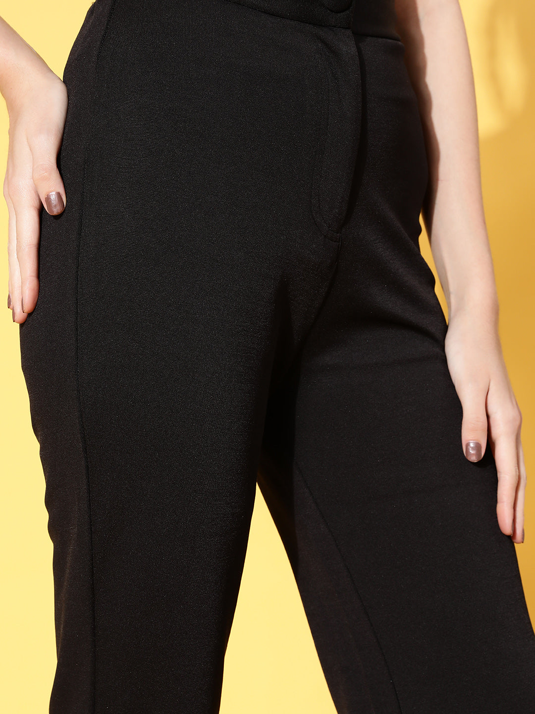 Black Studded Bellbottom Pants-SASSAFRAS