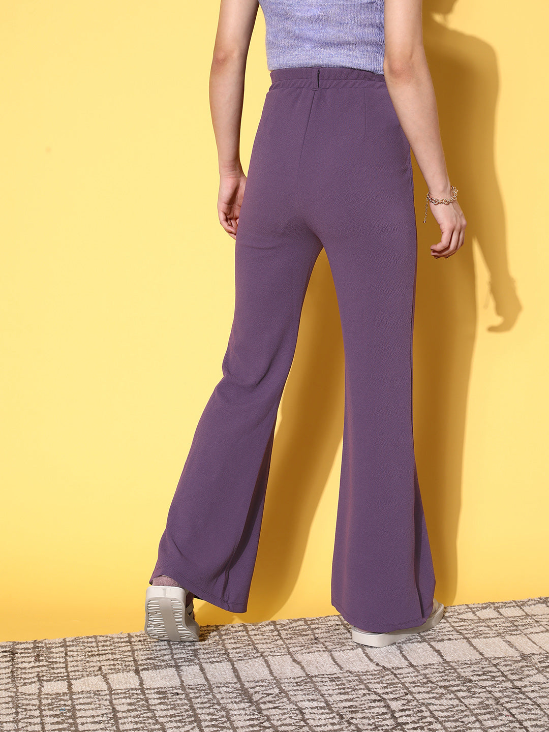 Lavender Bell Bottom Knitted Pants-SASSAFRAS