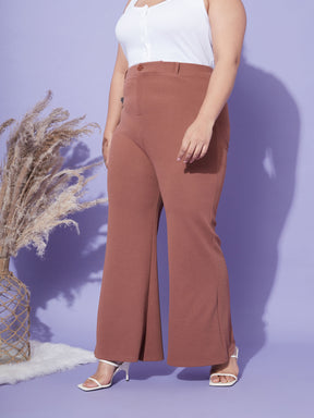 Women Brown Bell Bottom Trousers