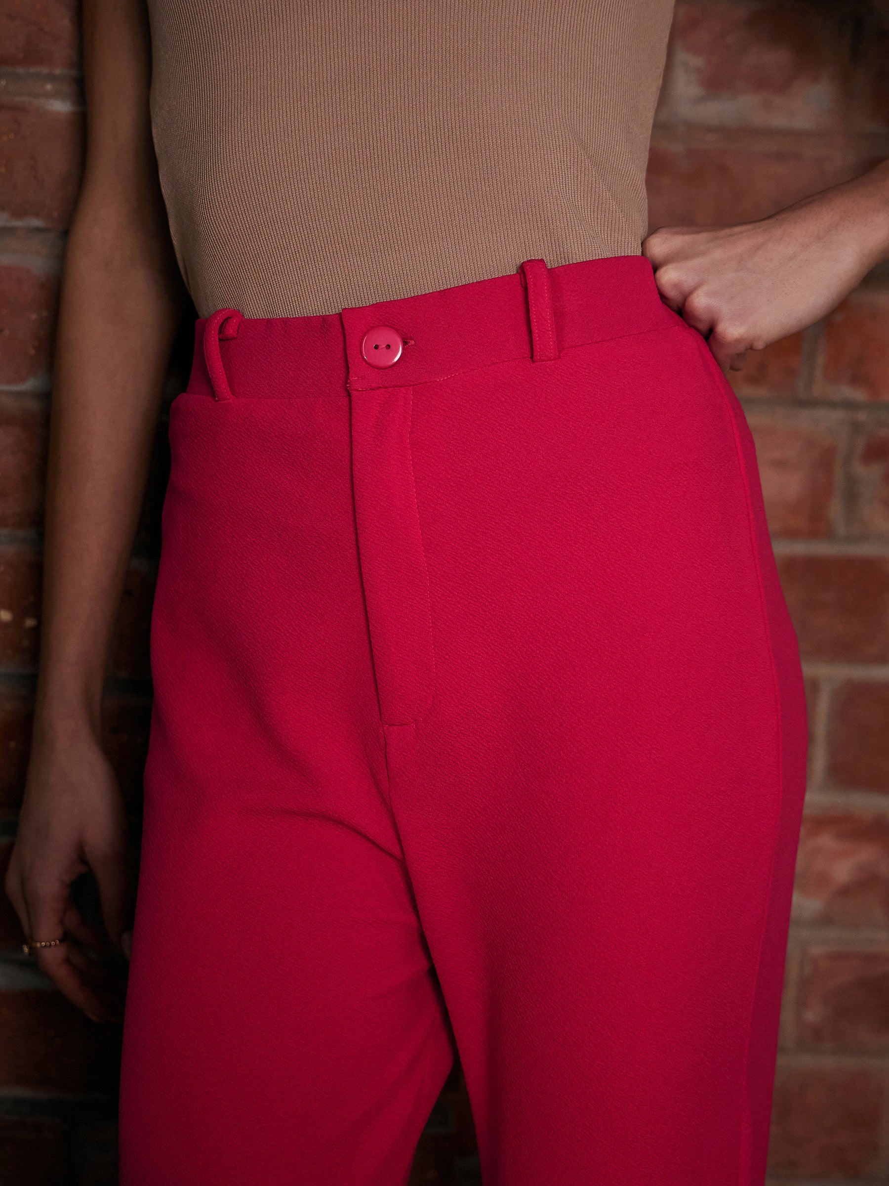 Fuchsia Bell Bottom Knitted Pants-SASSAFRAS