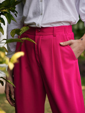 Fuchsia Stretch Knit Tapered Pants -SASSAFRAS