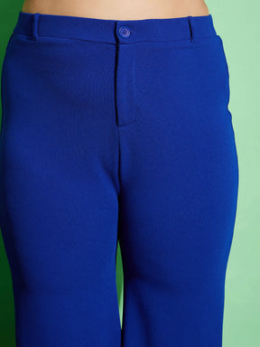 Royal Blue Kick Pleats Pants-SASSAFRAS Curve