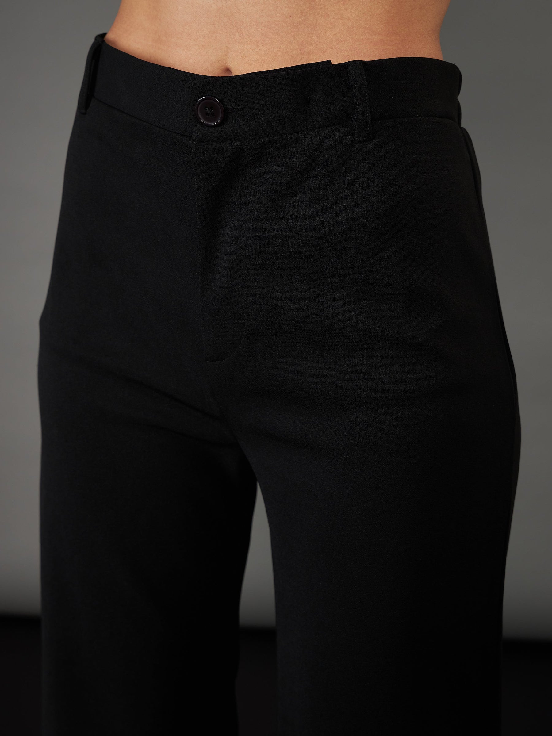 Black Knitted Bell Bottom Pants-SASSAFRAS worklyf