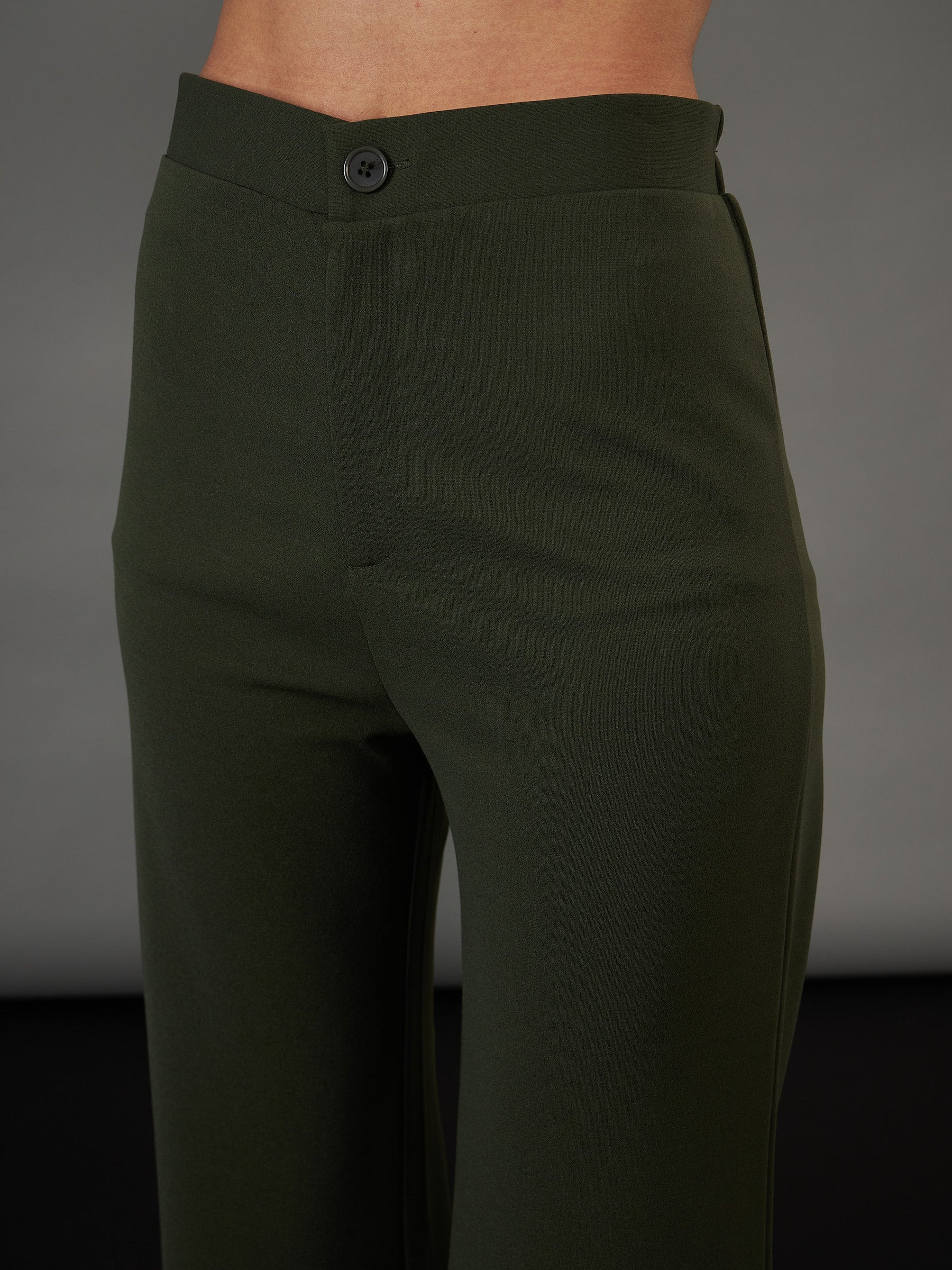 Olive Knitted Bell Bottom Pants-SASSAFRAS worklyf