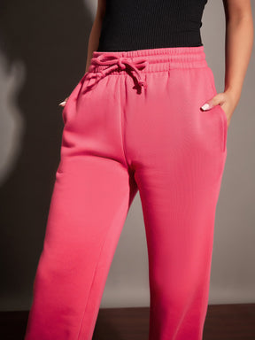 Pink Fleece Track Pants-SASSAFRAS