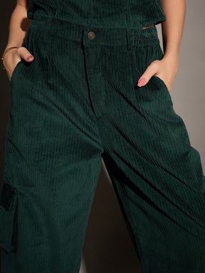 Emerald Corduroy Multi Pocket Cargo Pants-SASSAFRAS