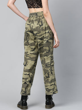 Green Camouflage Twill Side Pocket Pants
