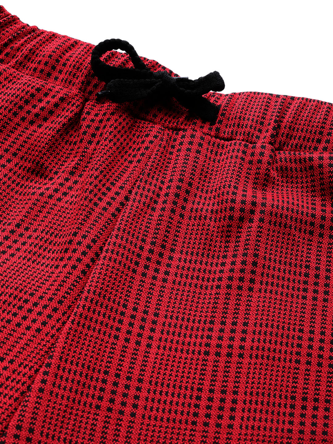 Red Check Side Tape Jacquard Pants
