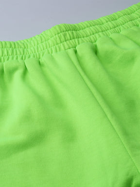 Neon Green Side Slit Fleece Jogger Pants