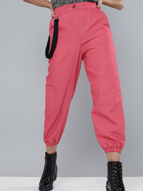 Fuchsia Hip-Hop Streetwear Cargo Pants-Pants-SASSAFRAS