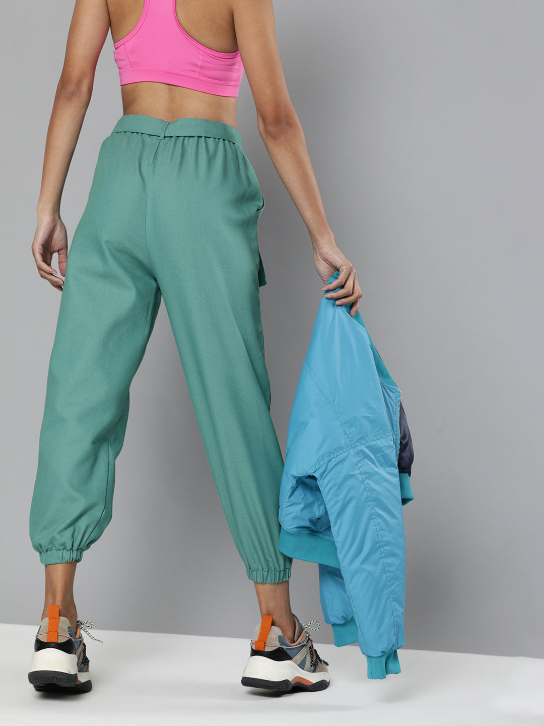 Sea Green Belted Joggers