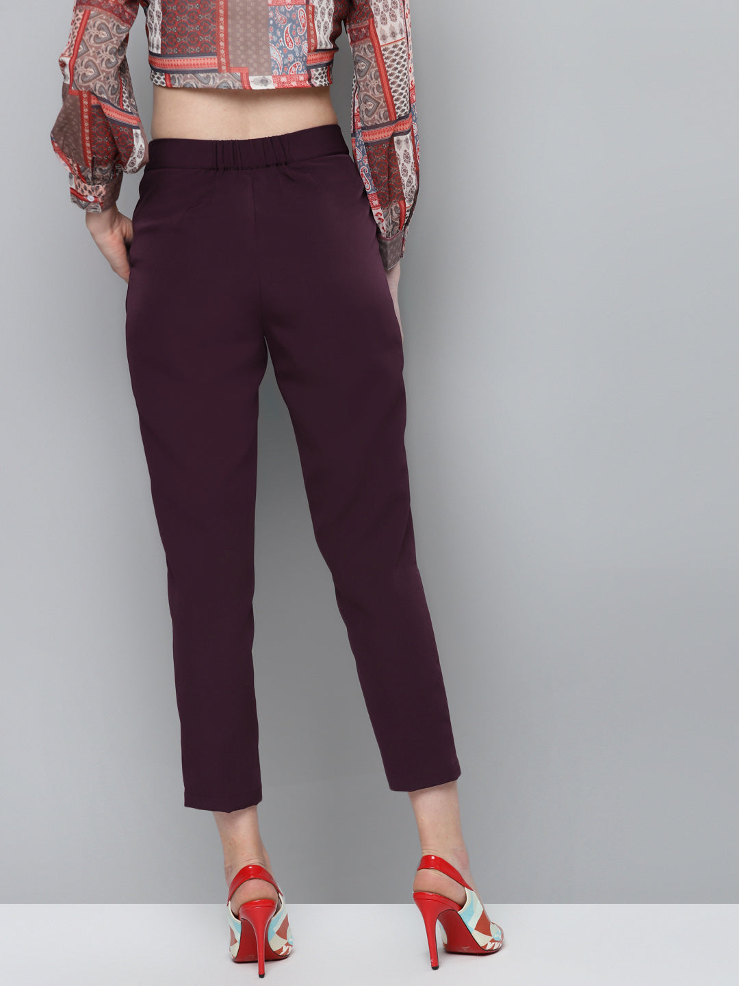 Burgundy Tailored Fit Pants