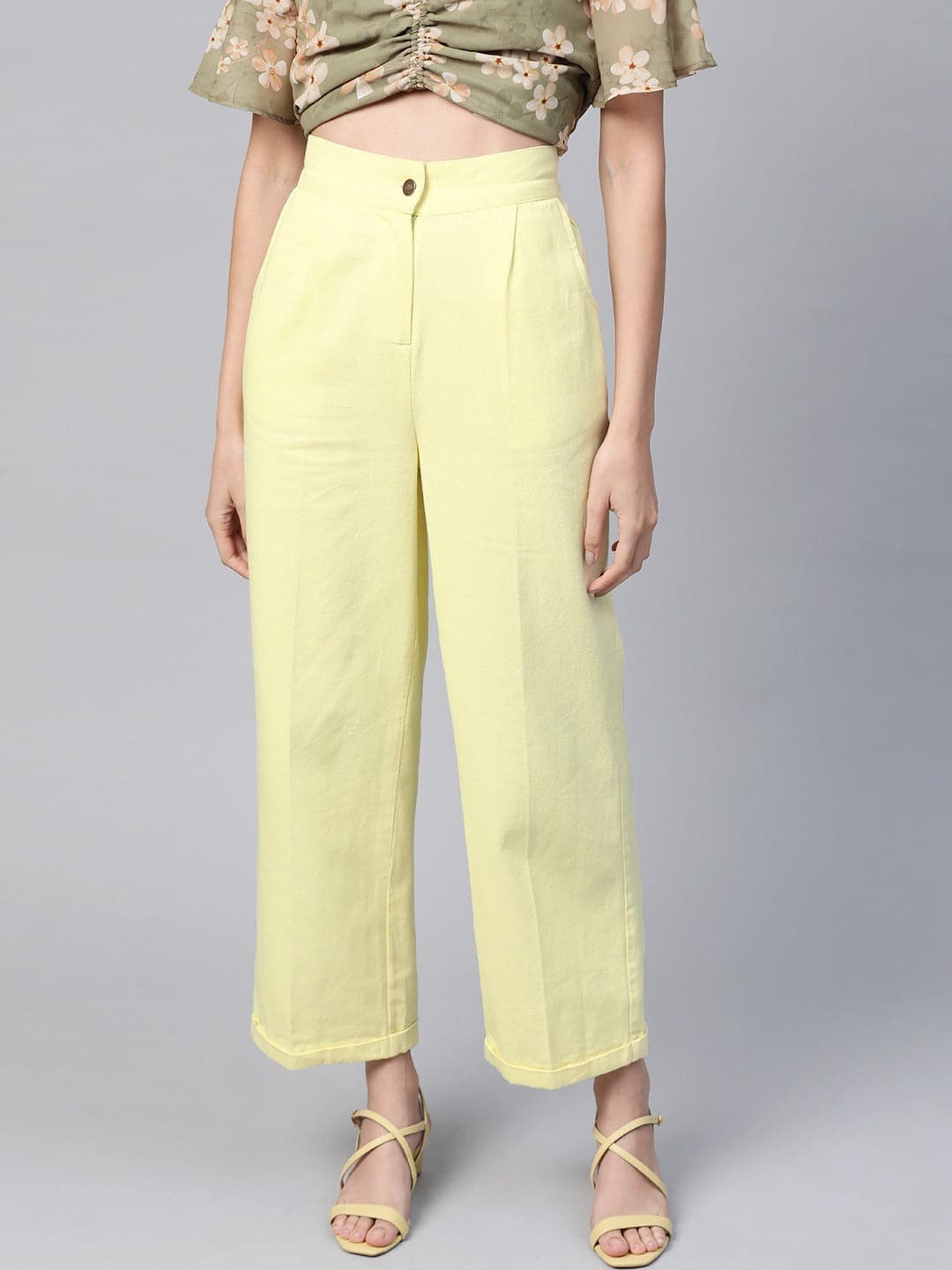 Yellow Twill Straight Pants-Pants-SASSAFRAS