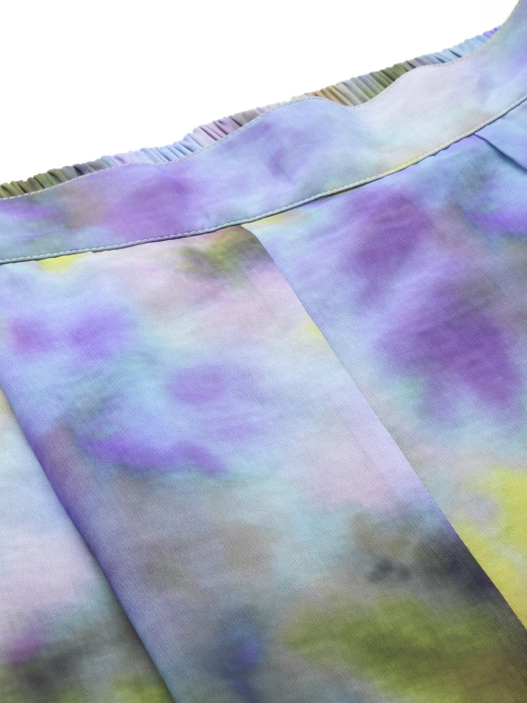 Yellow & Purple Tie-Dye Print Palazzo Pants