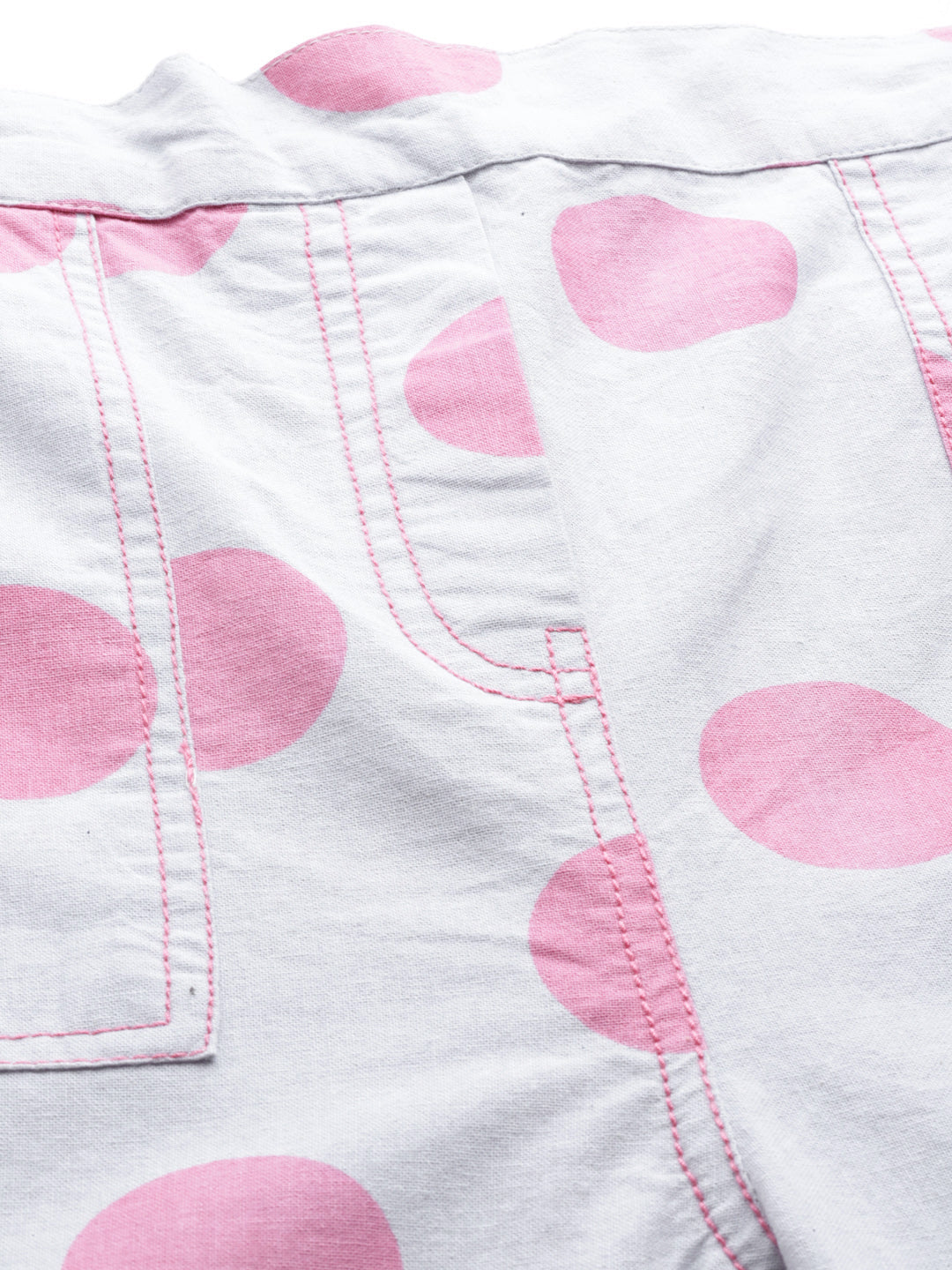 Pink & Grey Polka Print Tapered Pants
