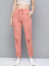 Peach Terry Ripped Joggers-Joggers & Track Pants-SASSAFRAS