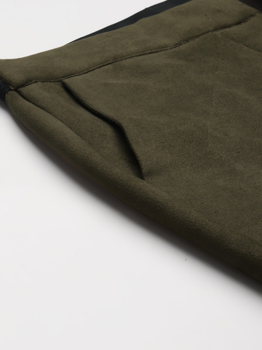 Olive Suede Straight Fit Pants