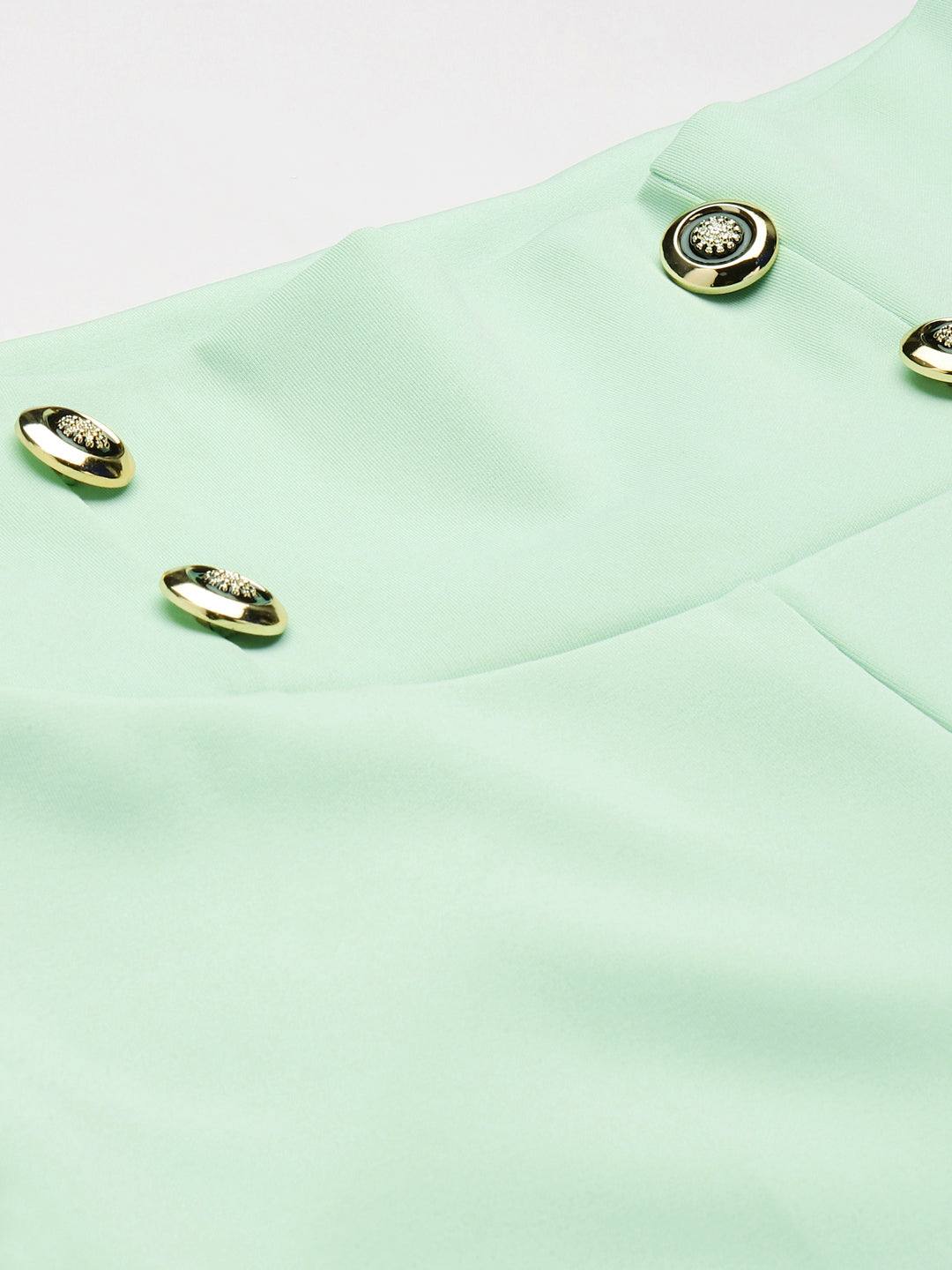 Mint Green Scuba Front Button High Waist Pants