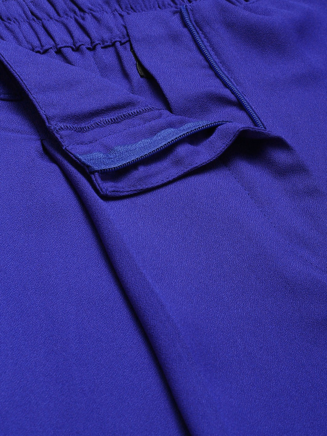 Women Royal Blue Front Zip Detail Pants