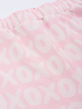 Women Pink XOXO Print Straight Pants